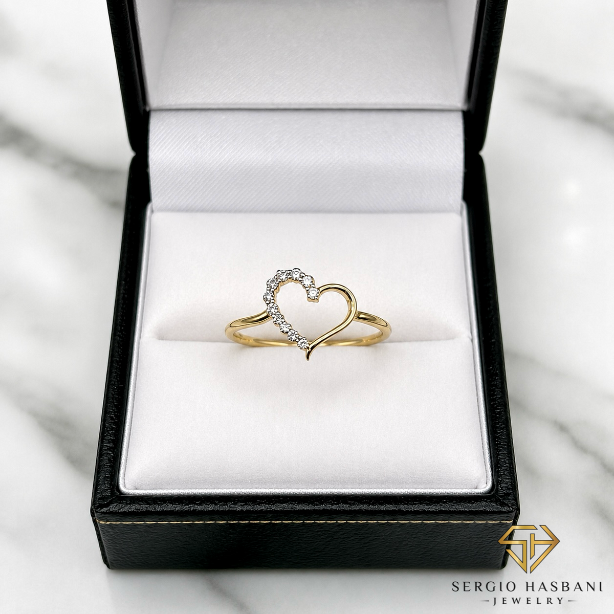 10K HEART5 Diamond Ring