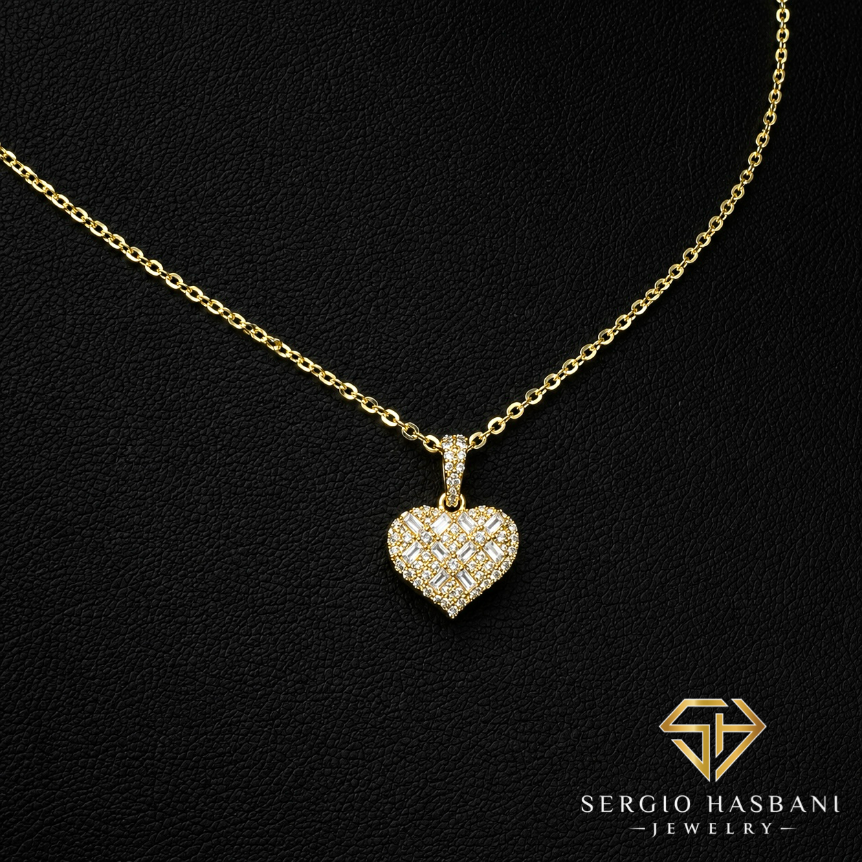 10K HEARTBG3 Diamond Necklace