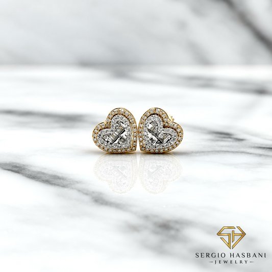 10K HEARTBG Diamond Earrings