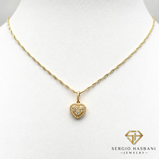 10K HEARTBG Diamond Necklace