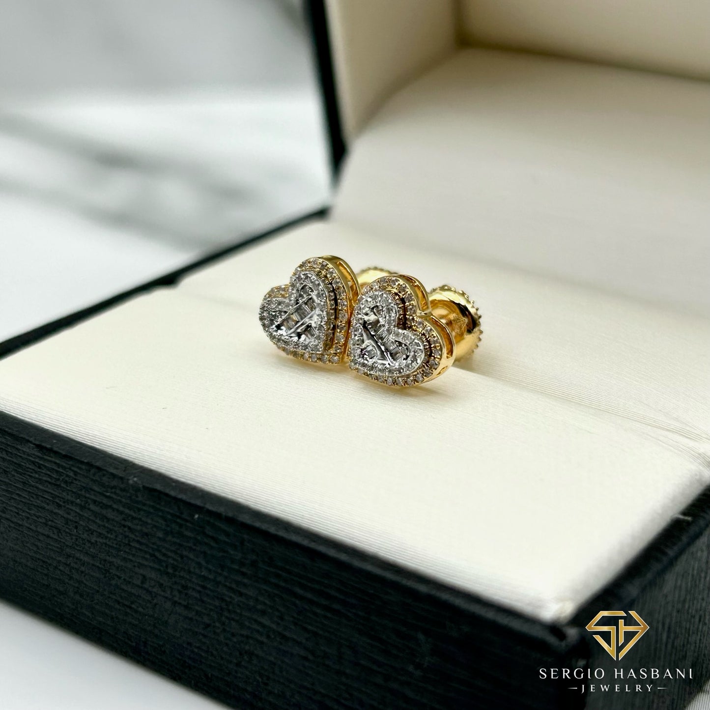 10K HEARTBG Diamond Earrings