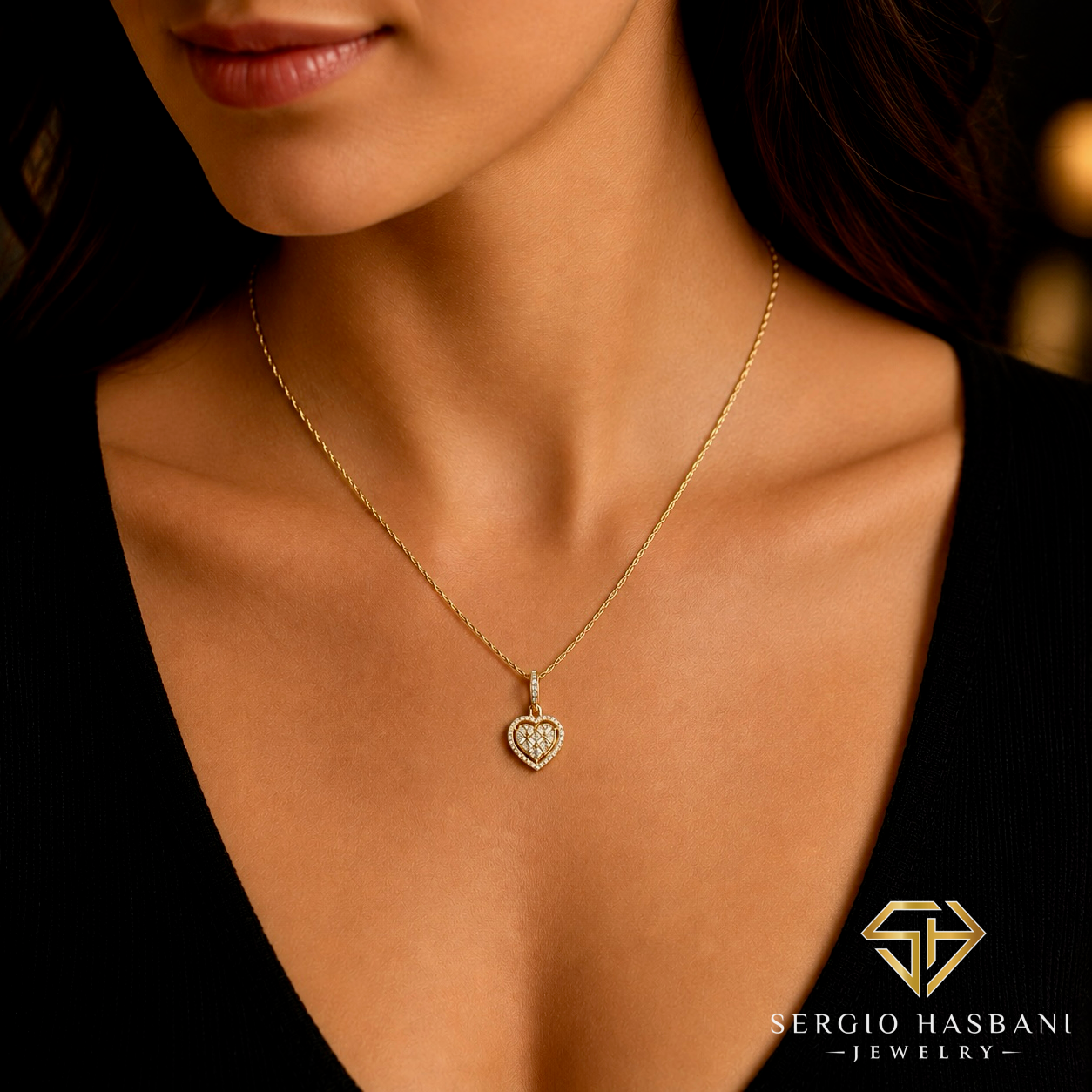 10K HEARTBG Diamond Necklace