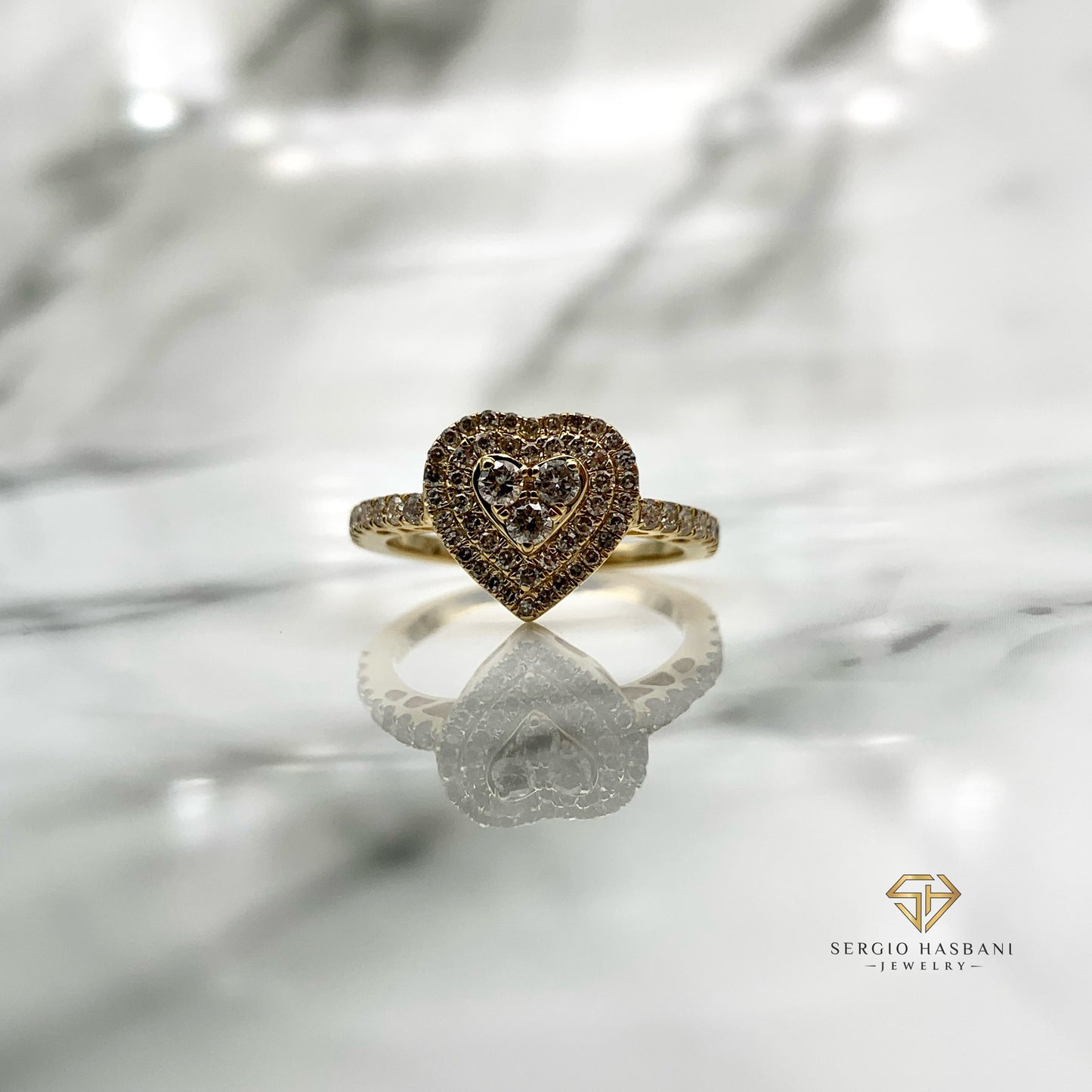 10K HEART Diamond Ring