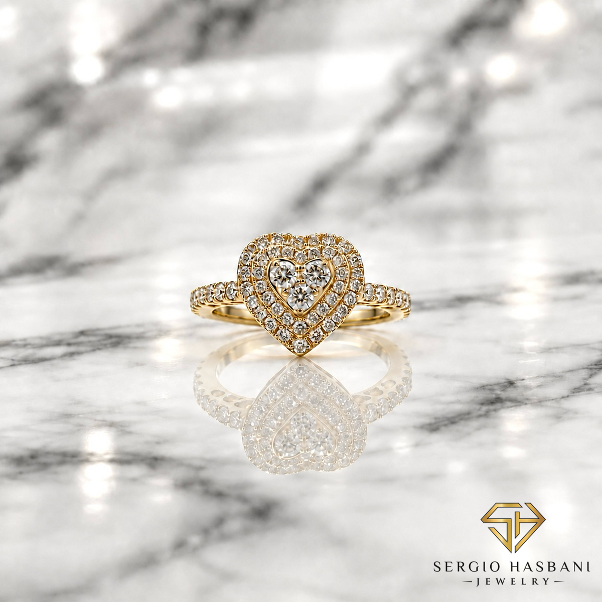 10K HEART Diamond Ring