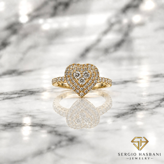 10K HEART Diamond Ring