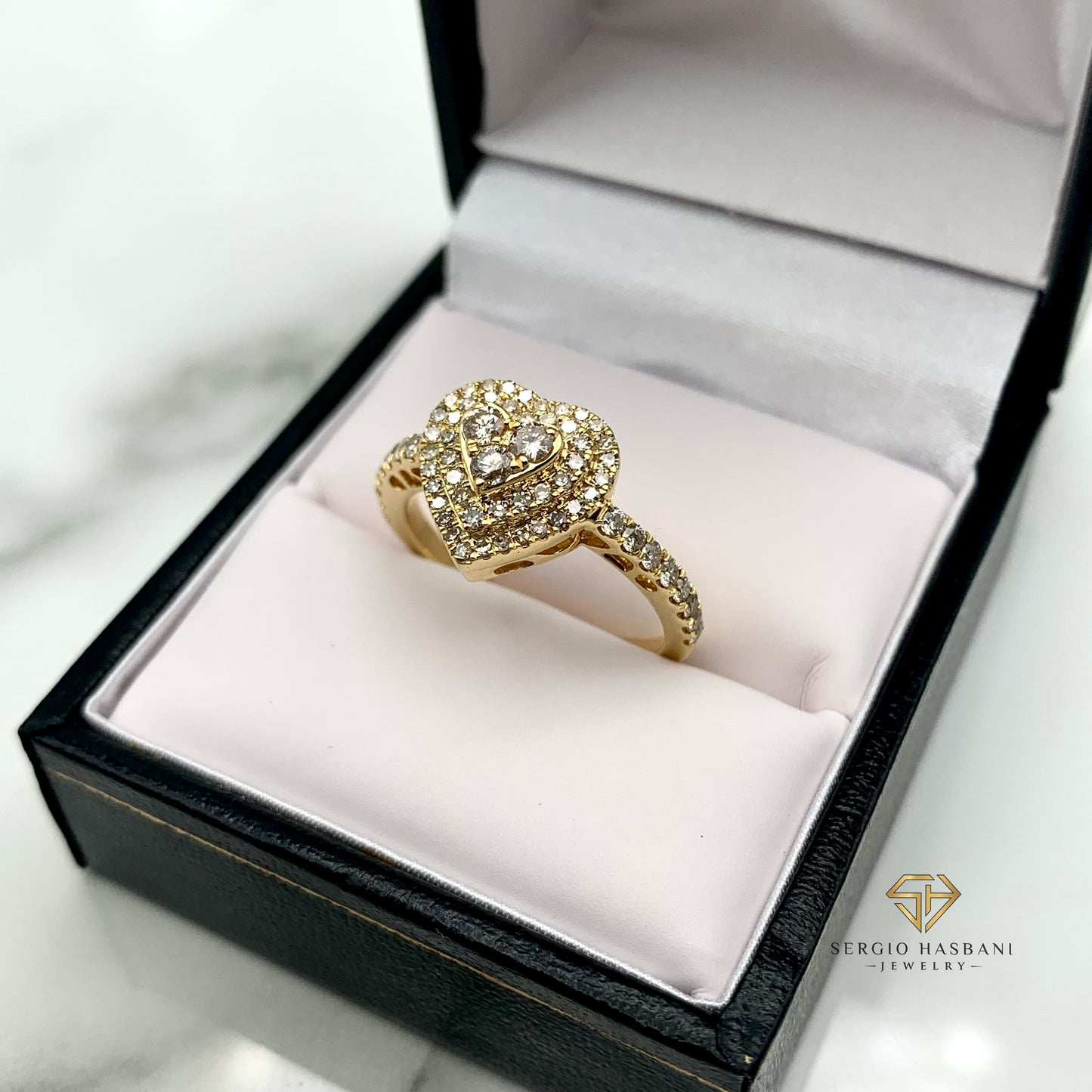 10K HEART Diamond Ring