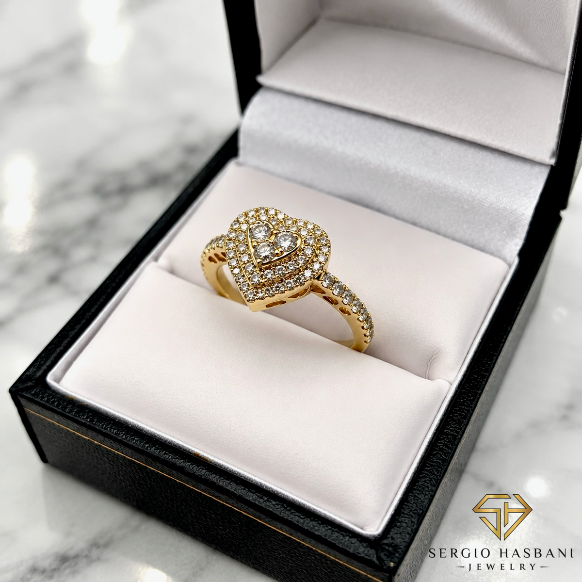 10K HEART Diamond Ring