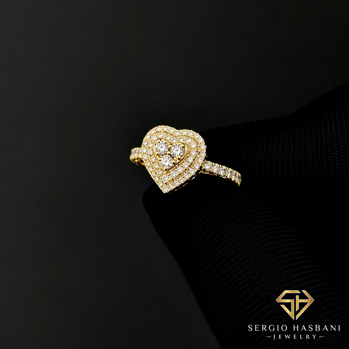 10K HEART Diamond Ring