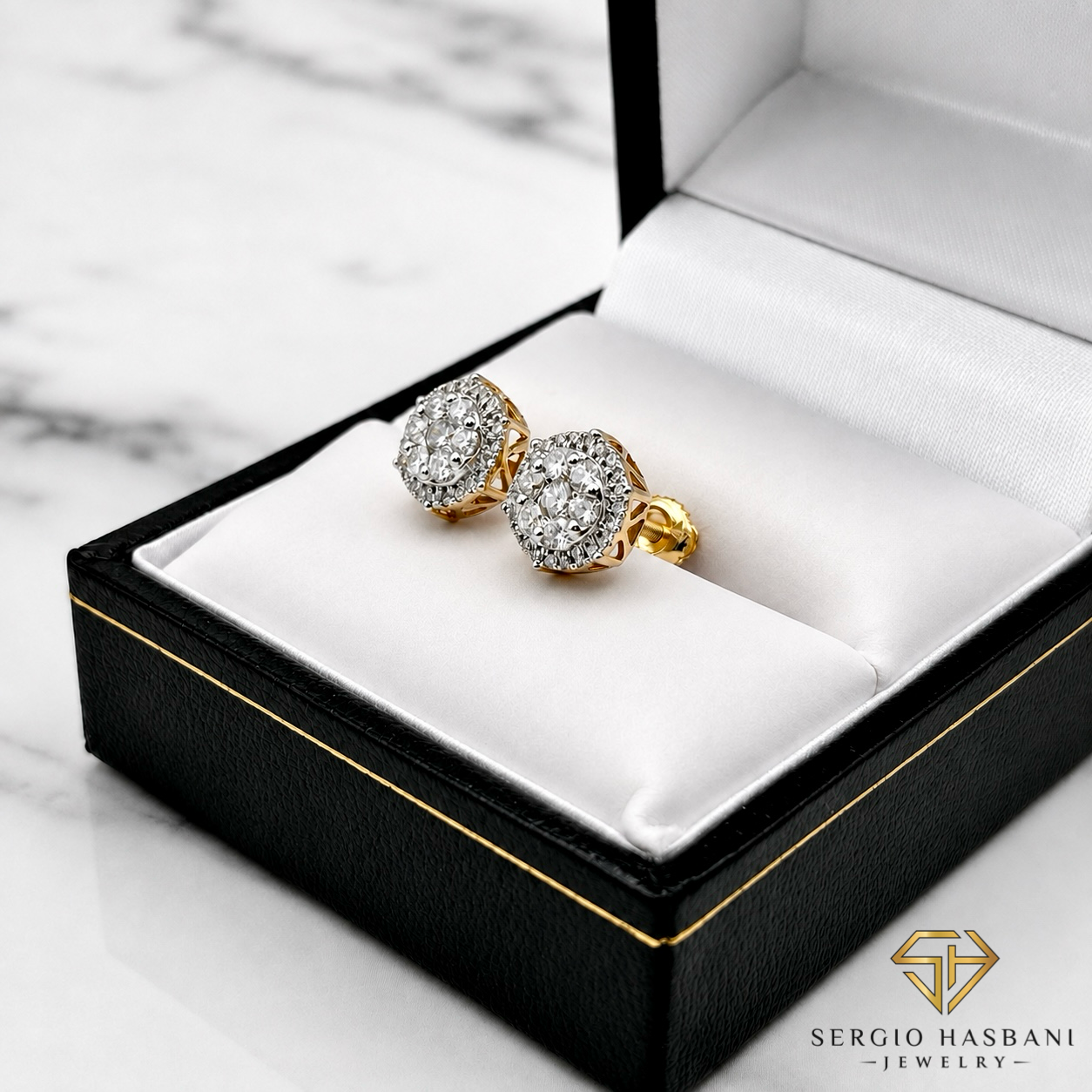 10K HEXO Diamond Earrings
