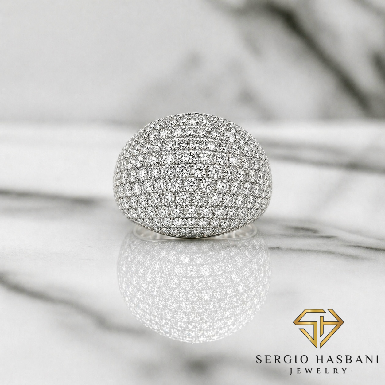 10K ICEBALL VVS Lab Diamond Ring