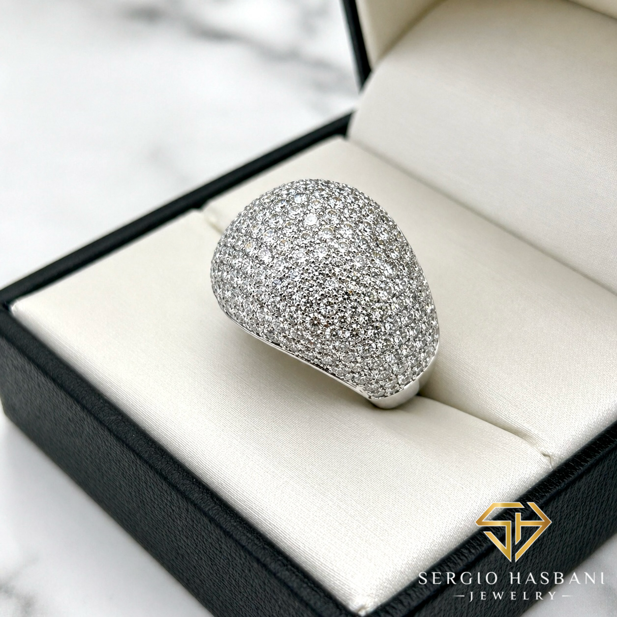 10K ICEBALL VVS Lab Diamond Ring