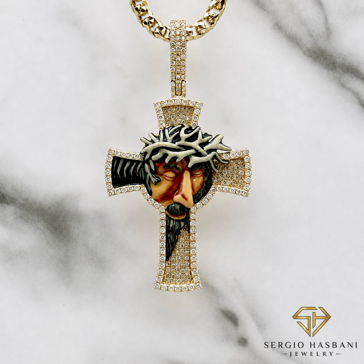 10K JEEZUS Diamond Pendant