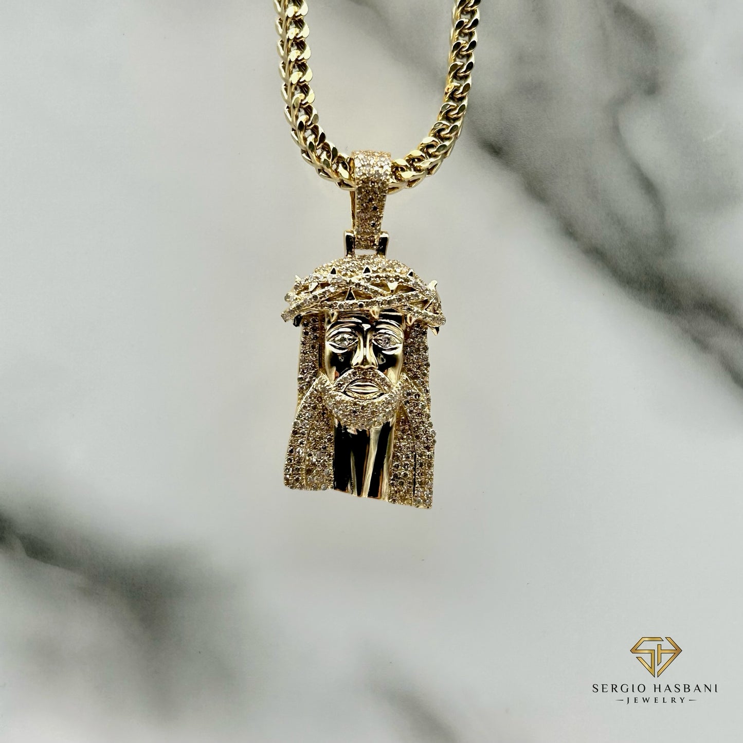 10K JESUS1 Diamond Pendant