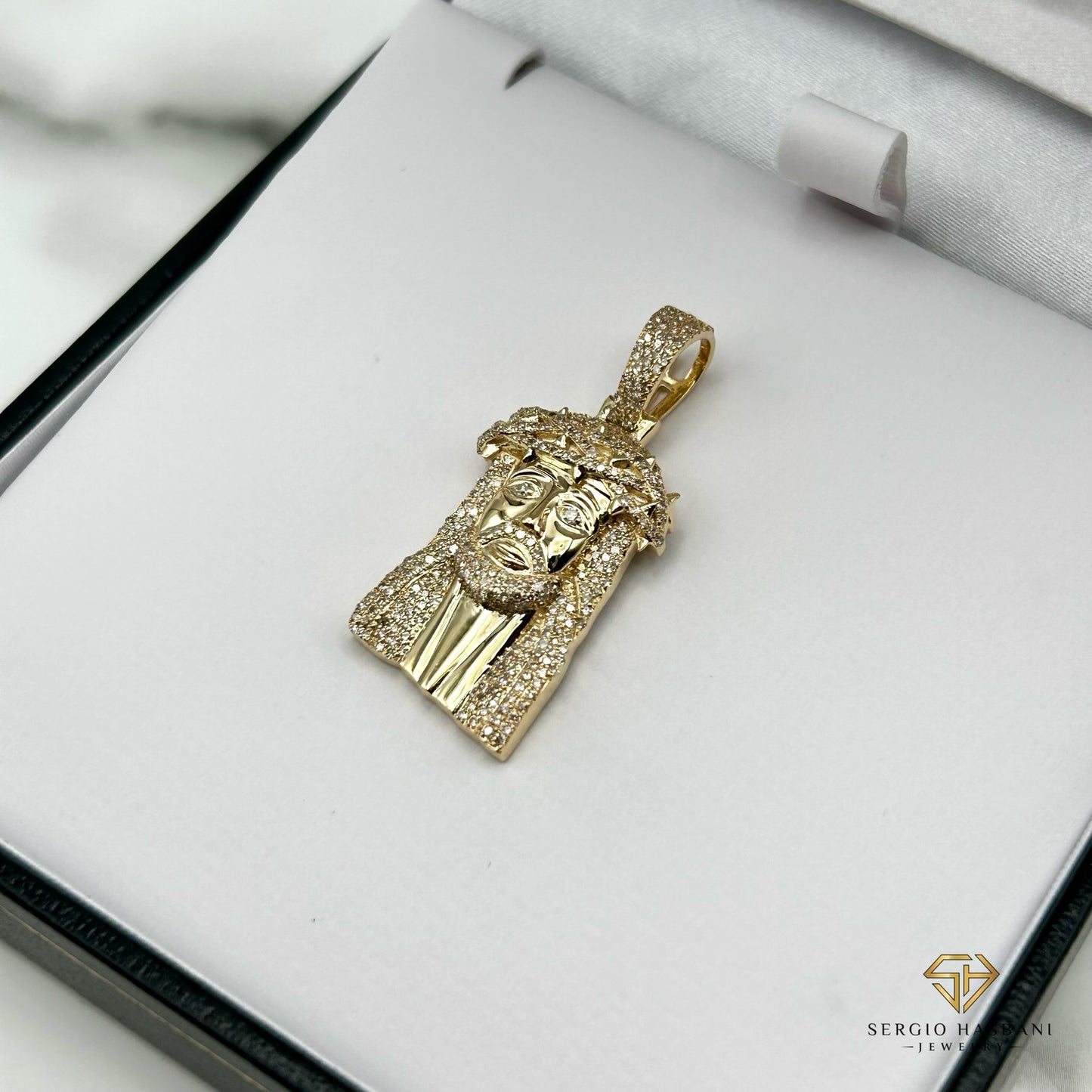 10K JESUS1 Diamond Pendant