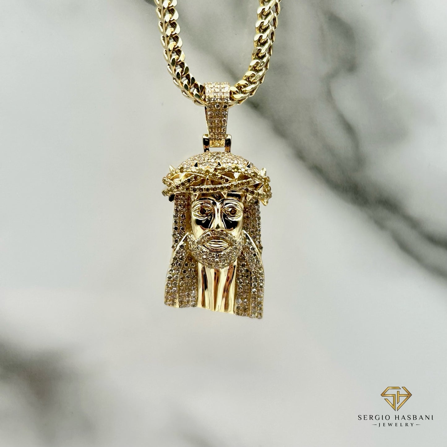 10K JESUS2 Diamond Pendant