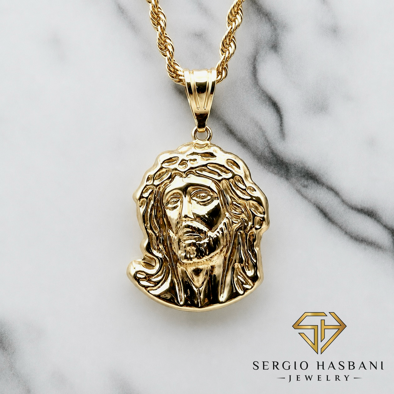 10K JESUS HEAD Pendant