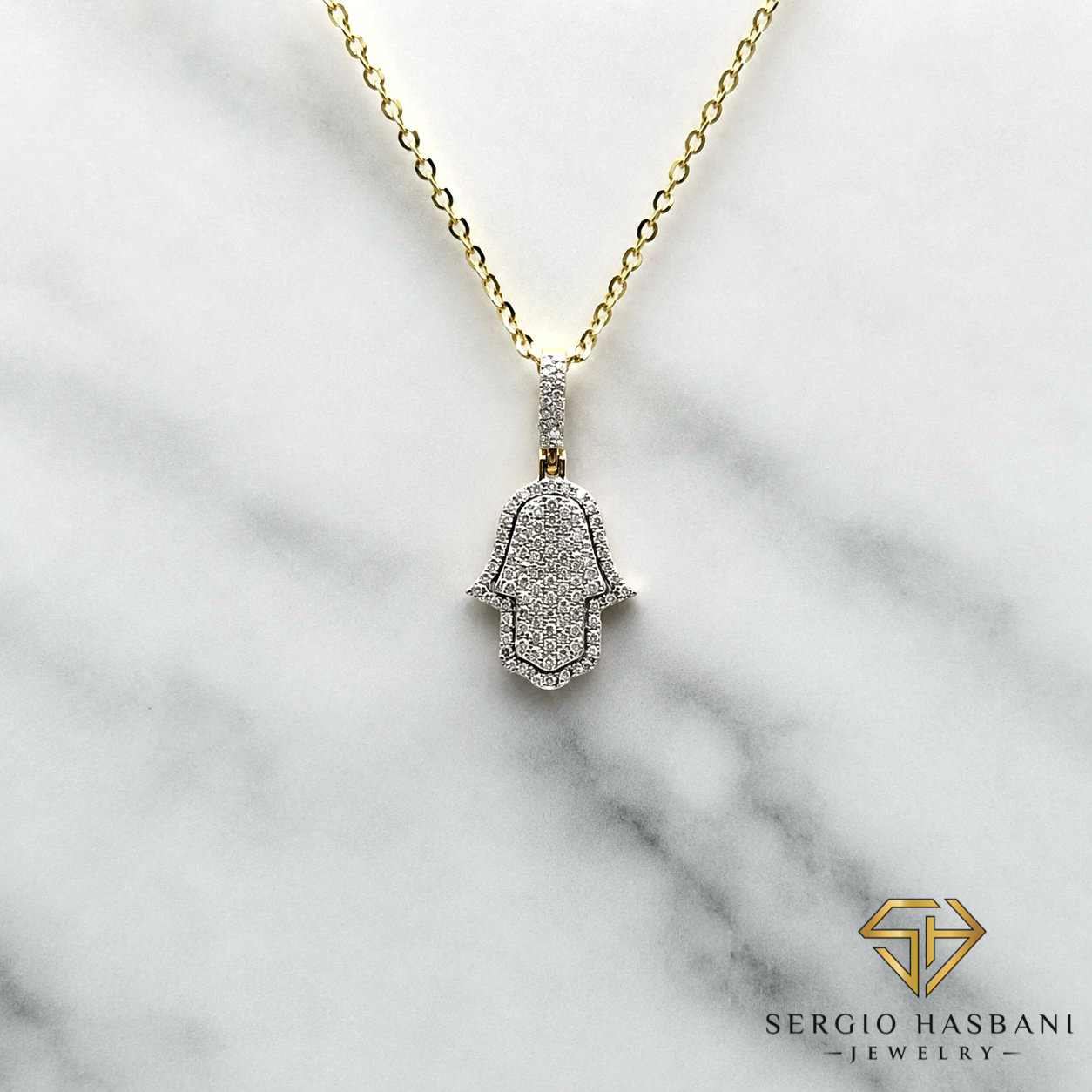 10K KHAMSA Diamond Necklace