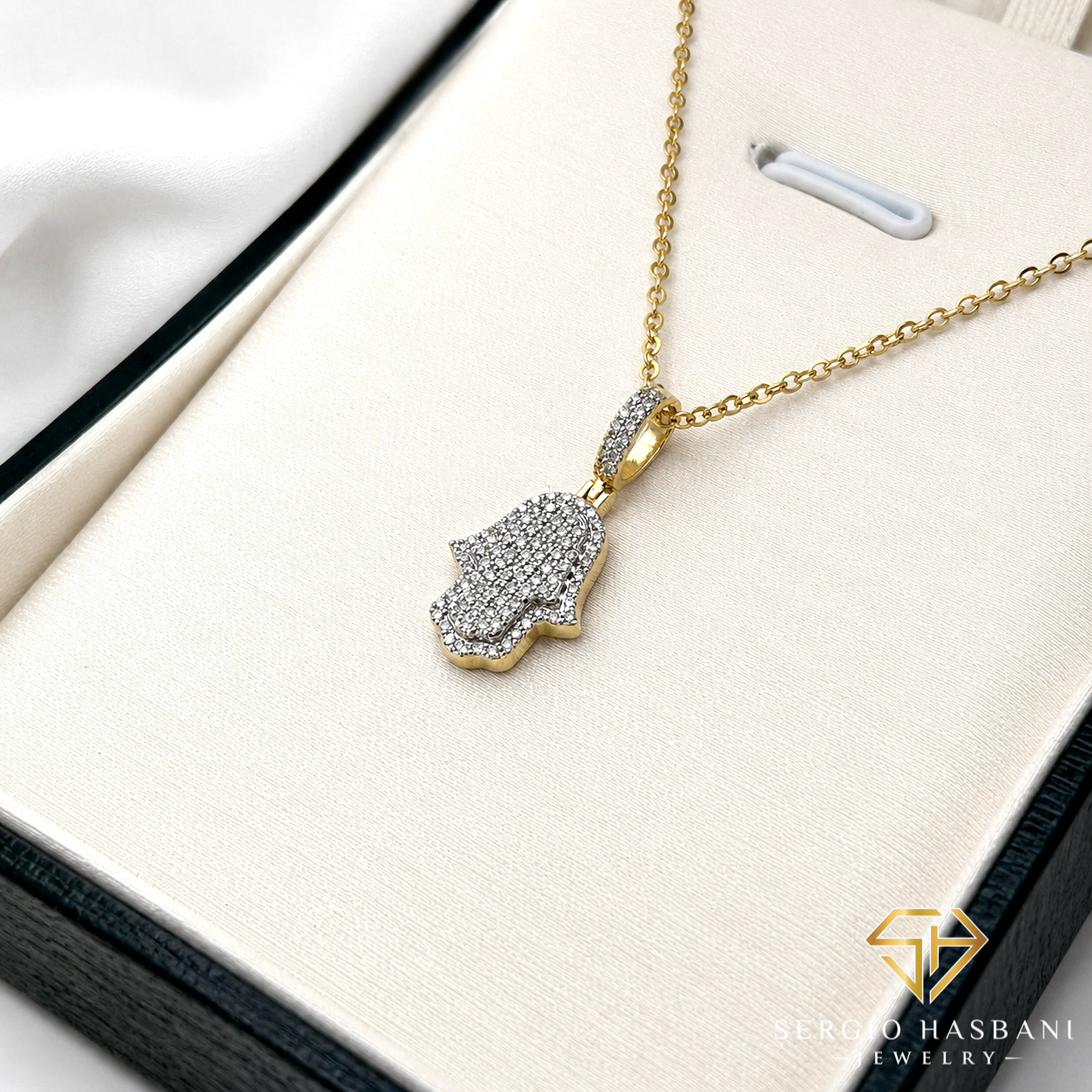 10K KHAMSA Diamond Necklace