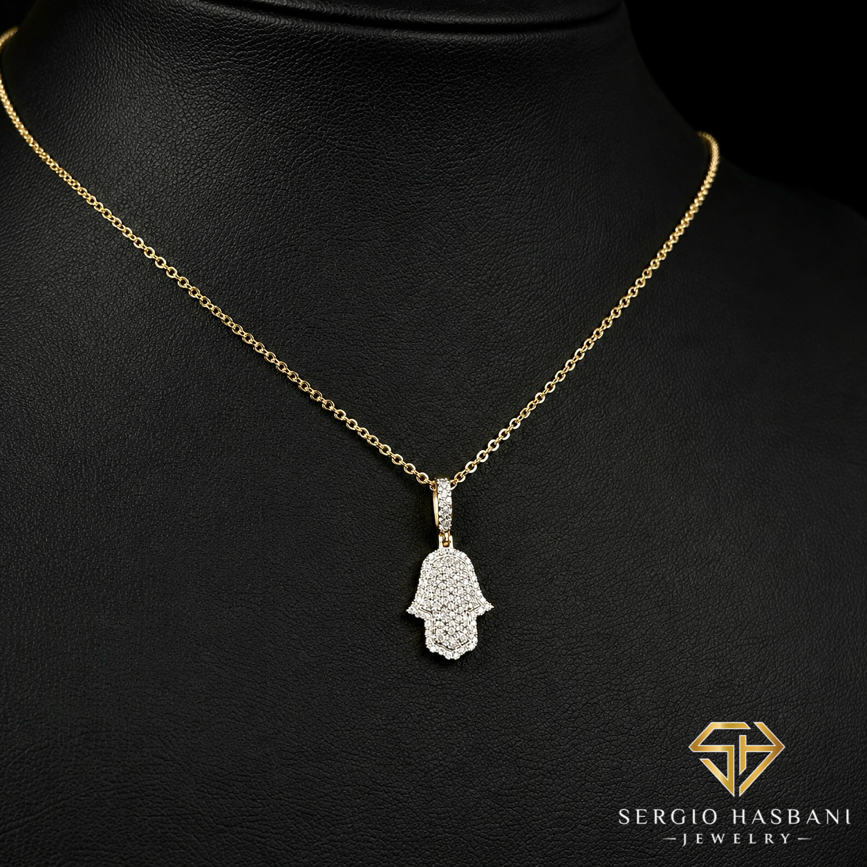 10K KHAMSA Diamond Necklace