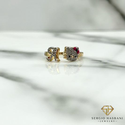 10K KITTY Diamond Letter Ring ''A''