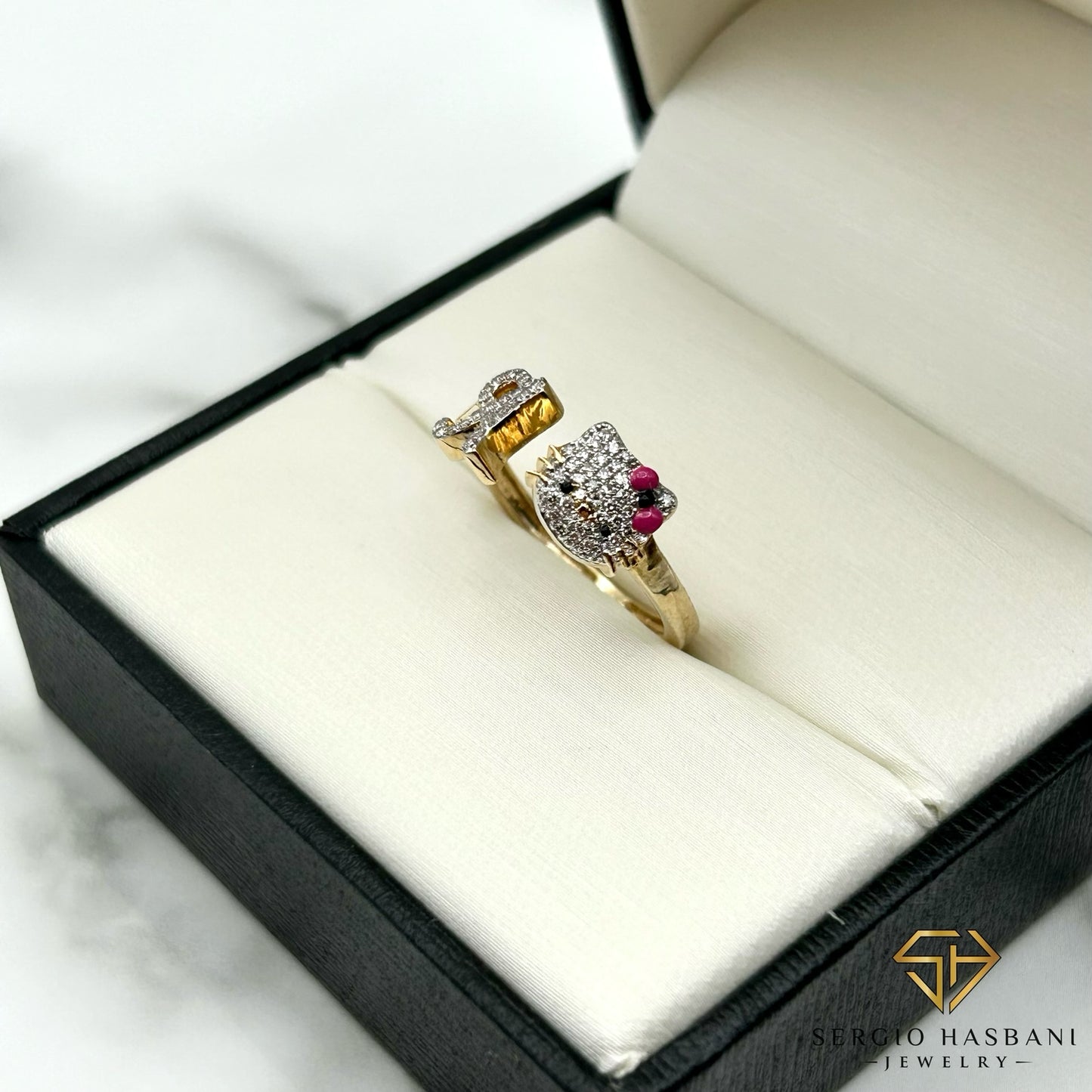 10K KITTY Diamond Letter Ring ''A''