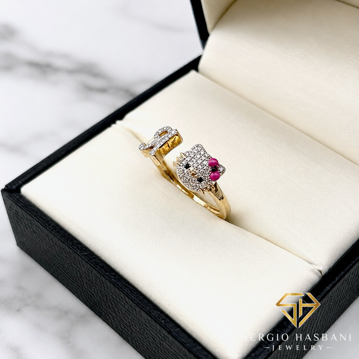 10K KITTY Diamond Letter Ring ''A''