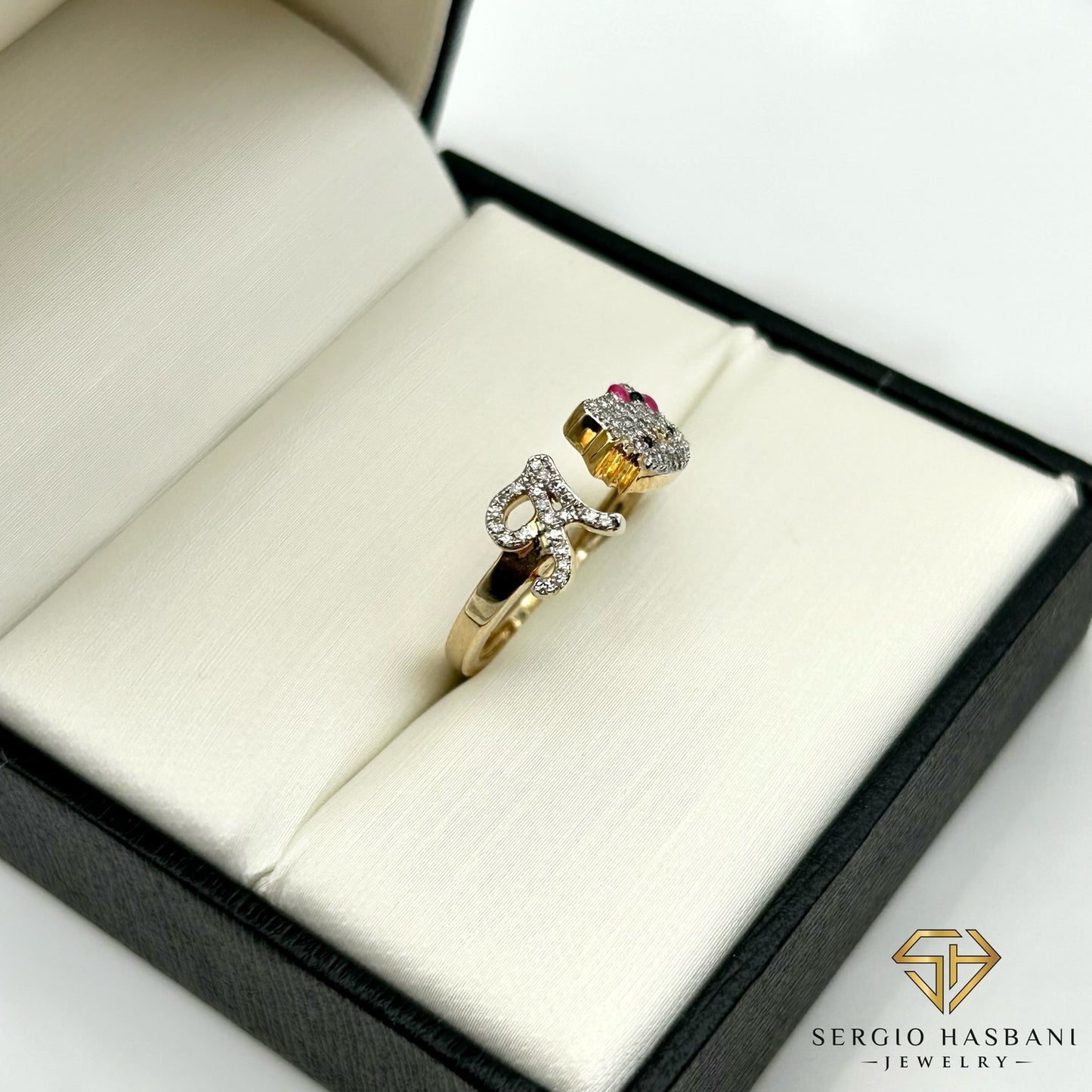 10K KITTY Diamond Letter Ring ''A''