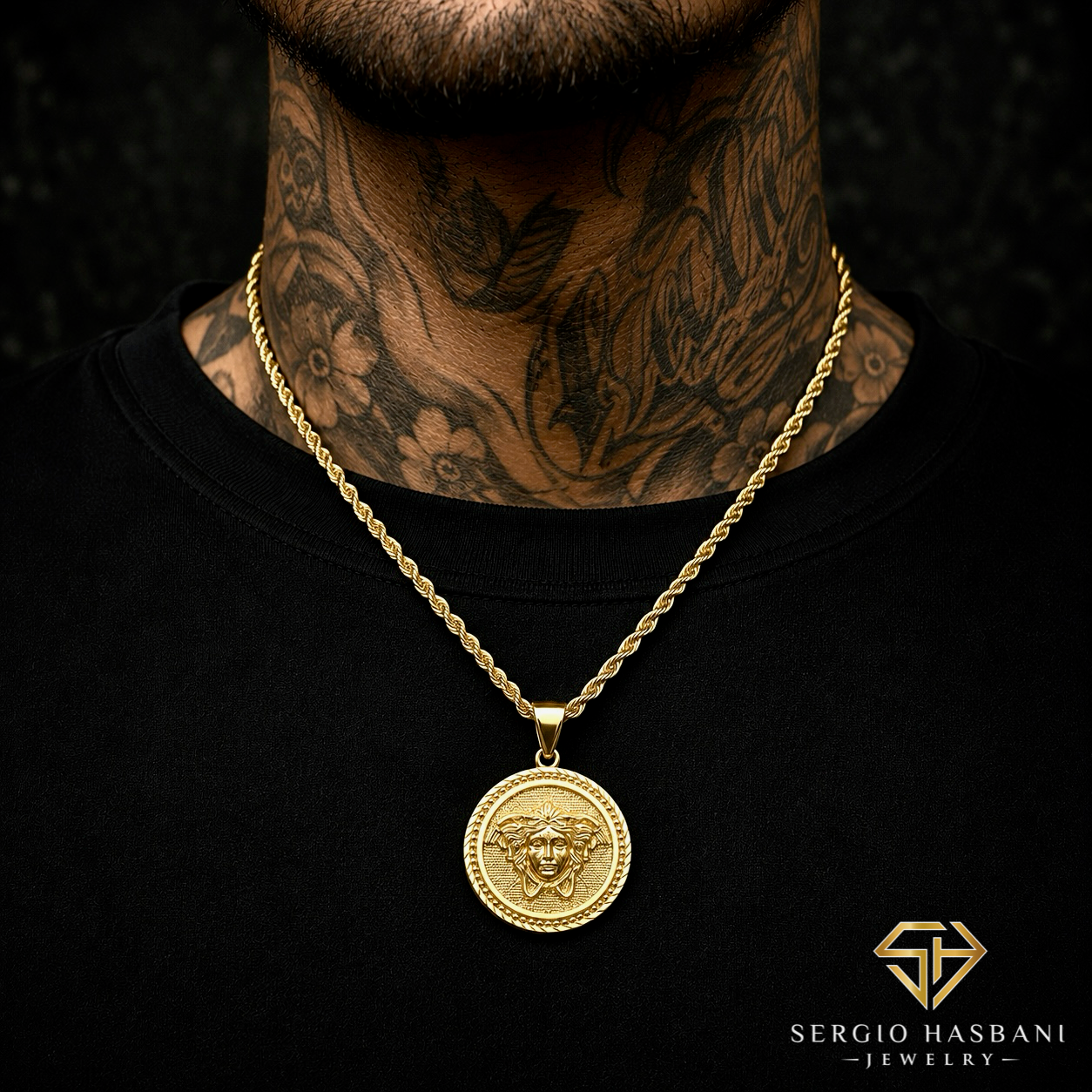 10K MEDARO Medusa Head Pendant