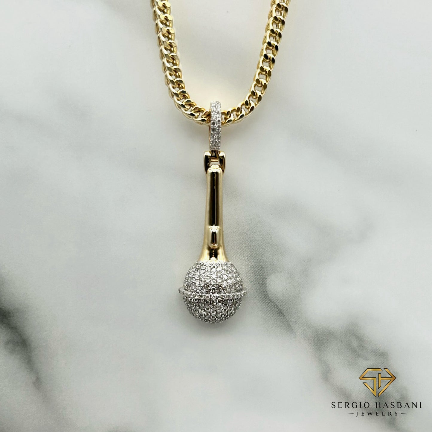 10K MICROPHONE Diamond Pendant