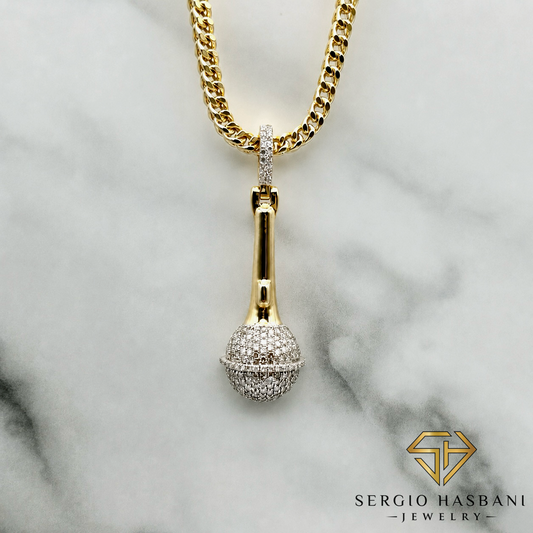 10K MICROPHONE Diamond Pendant