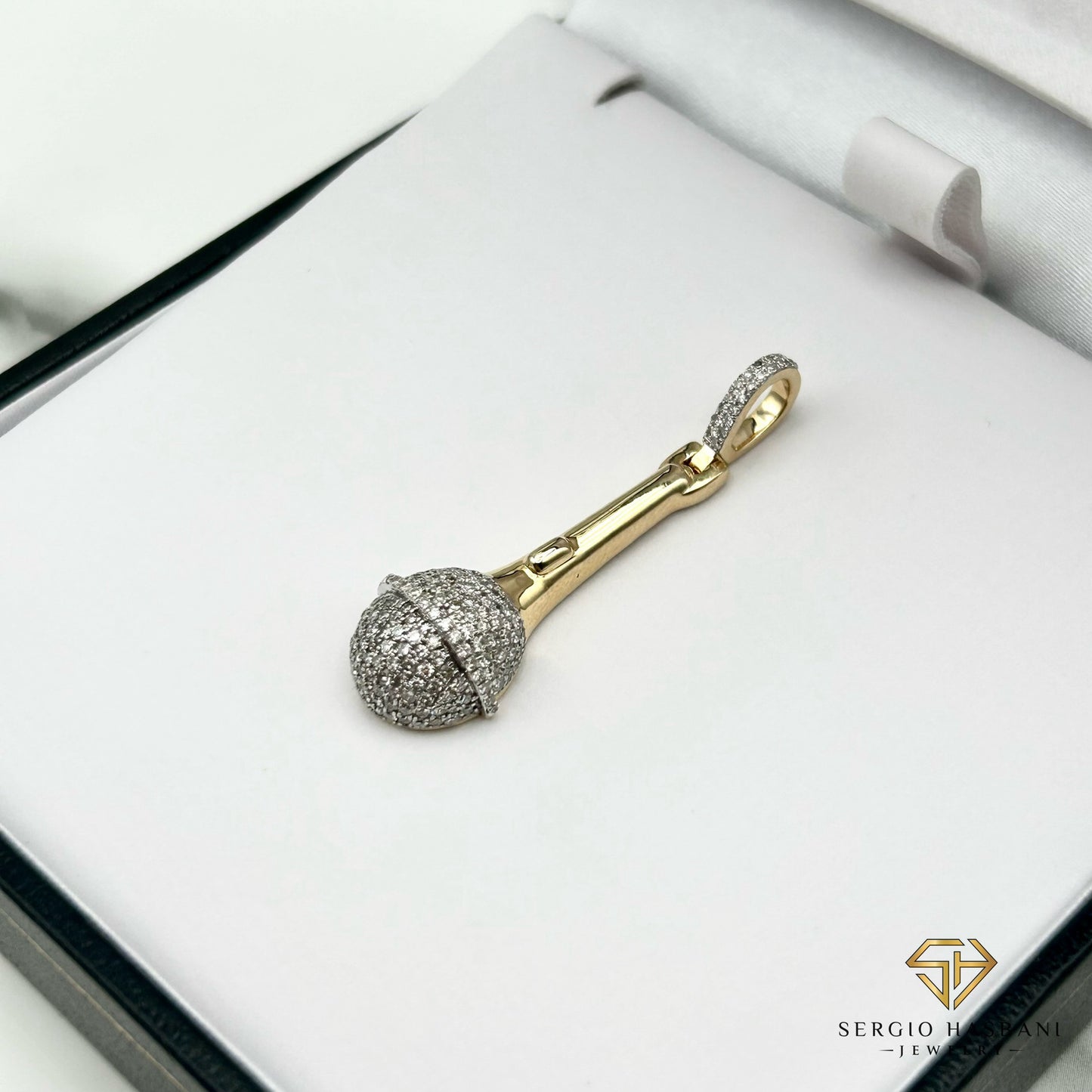 10K MICROPHONE Diamond Pendant