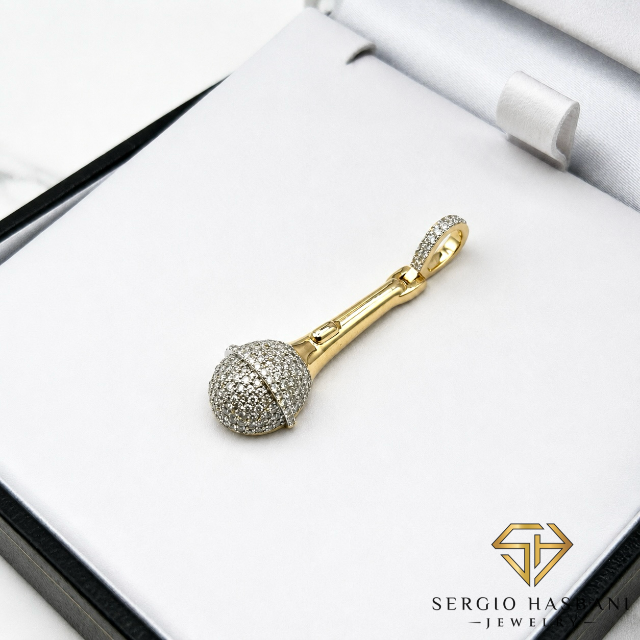 10K MICROPHONE Diamond Pendant