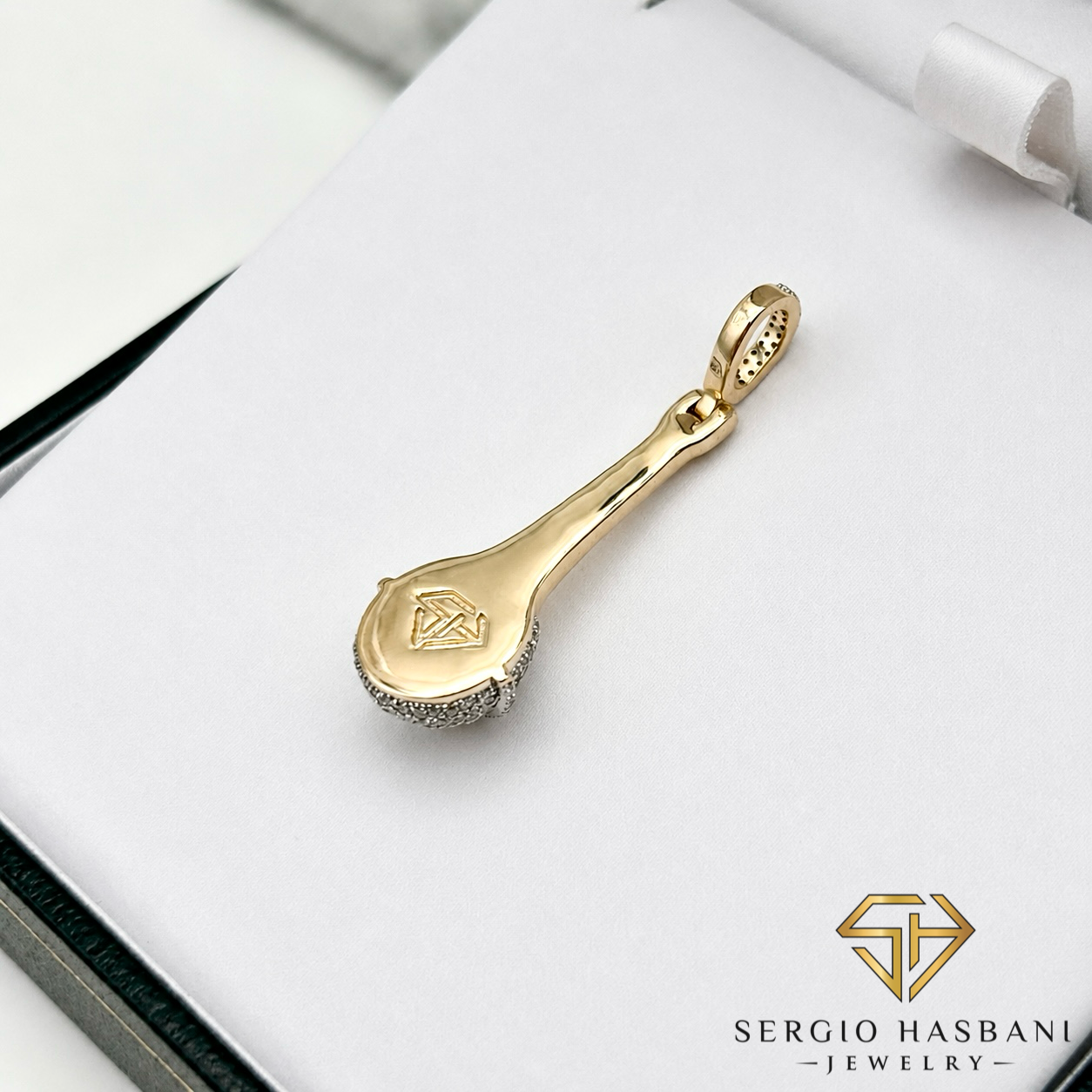10K MICROPHONE Diamond Pendant