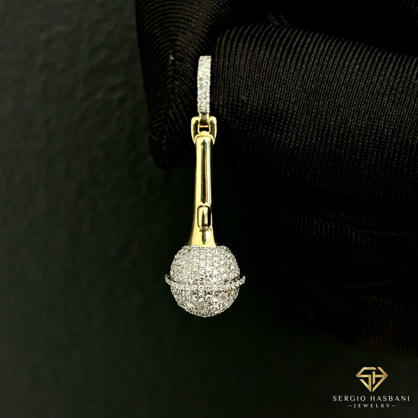 10K MICROPHONE Diamond Pendant