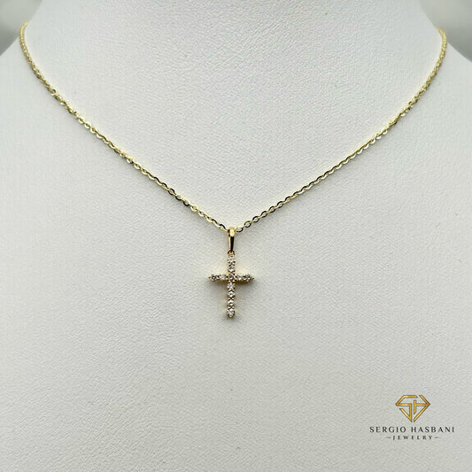 10K MINI CROSS Diamond Necklace