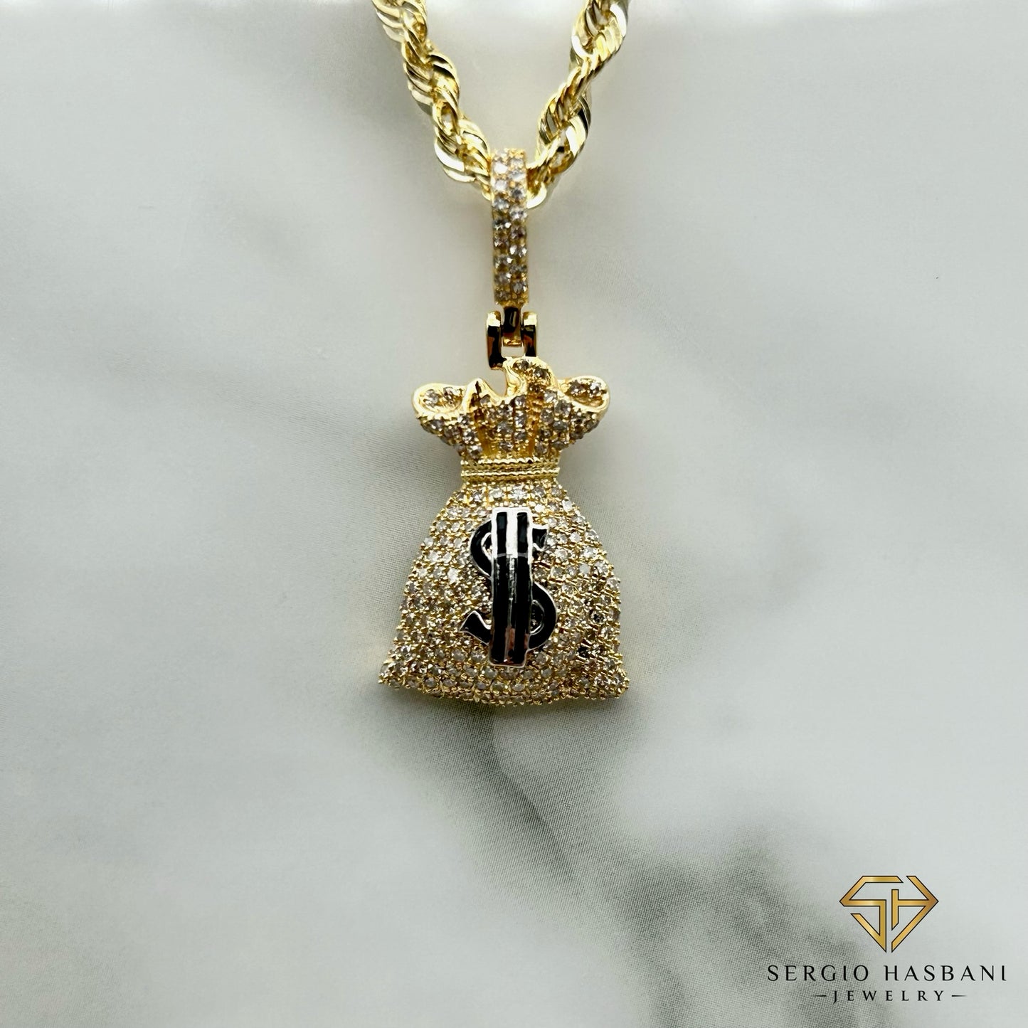 10K MONEYBAG Diamond Pendant