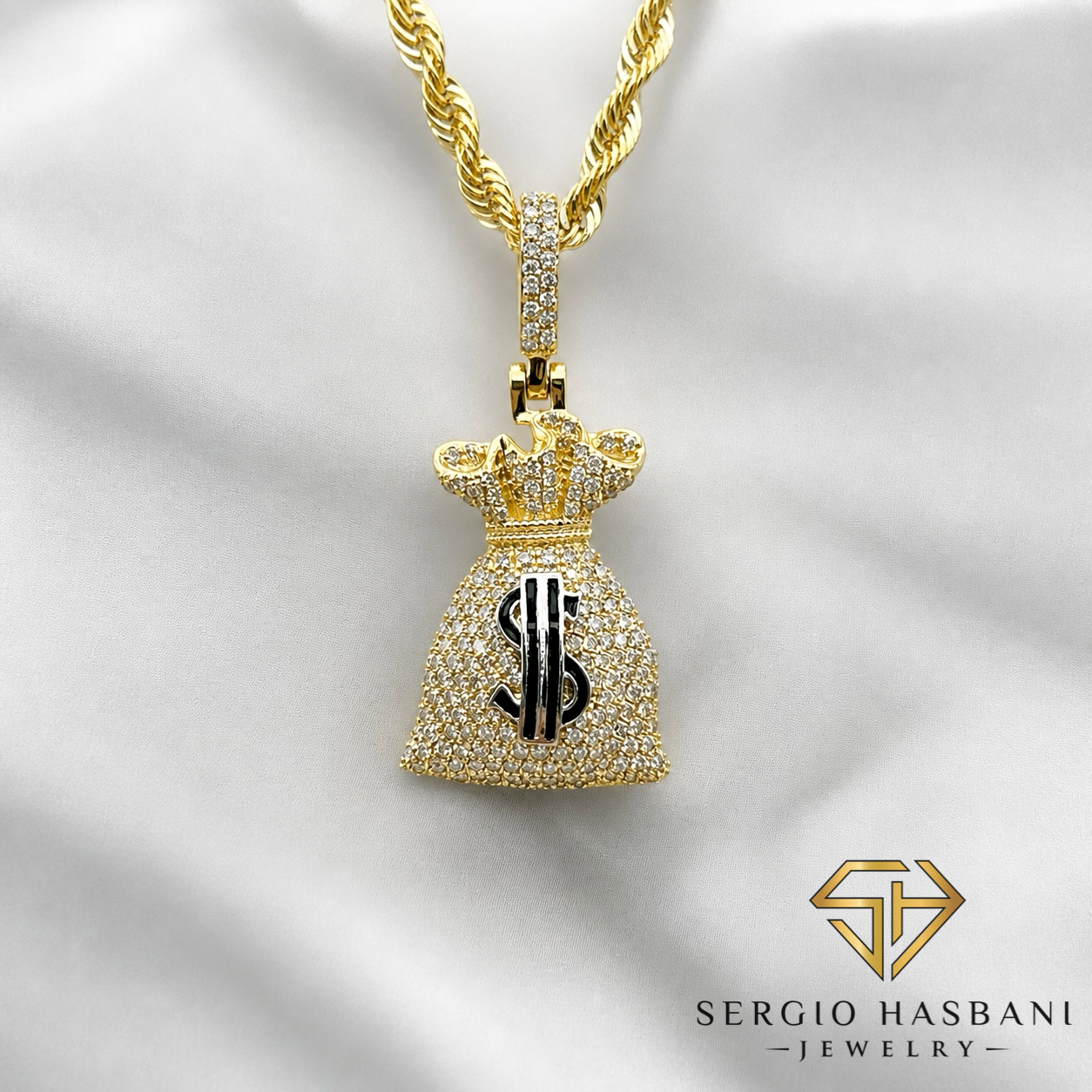 10K MONEYBAG Diamond Pendant