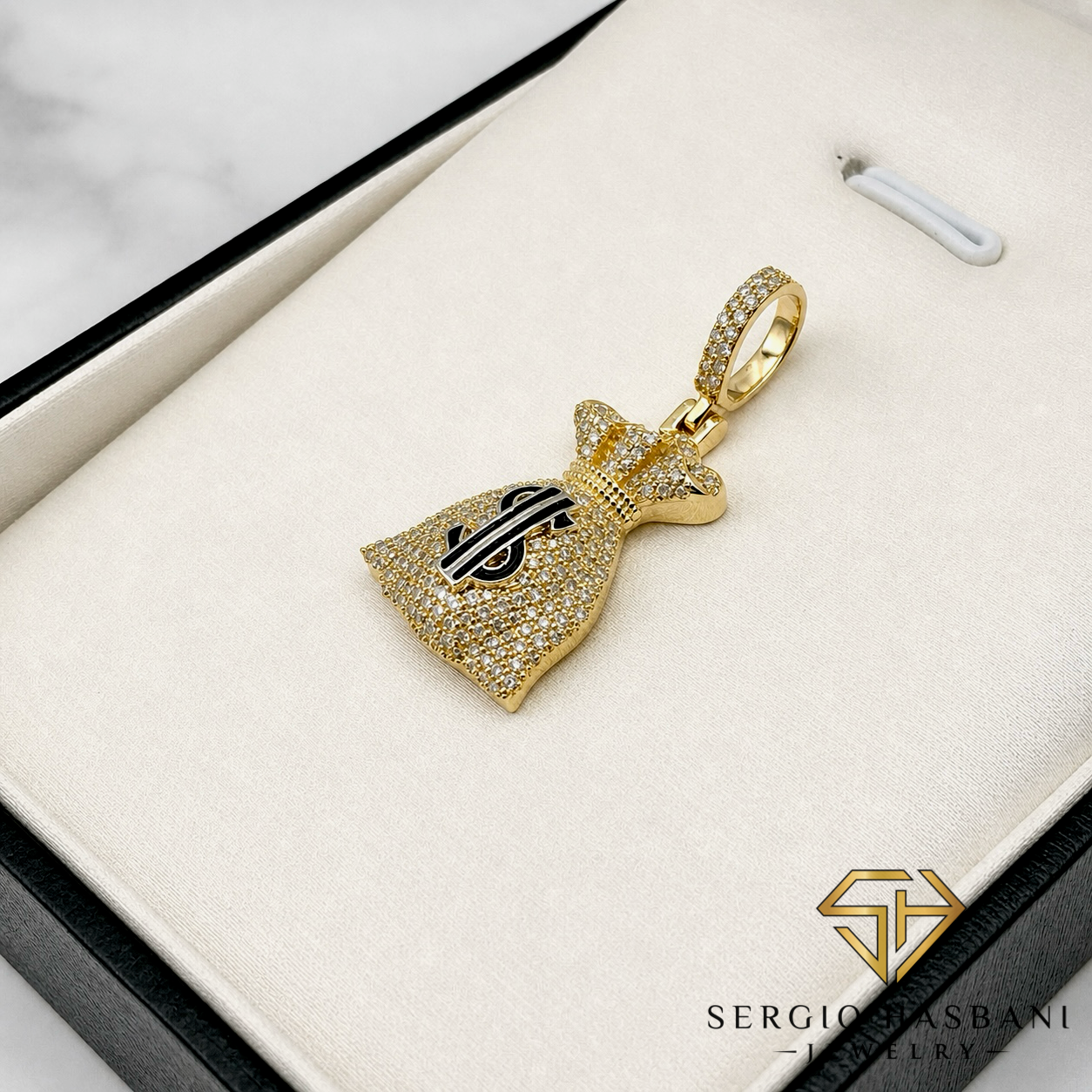 10K MONEYBAG Diamond Pendant