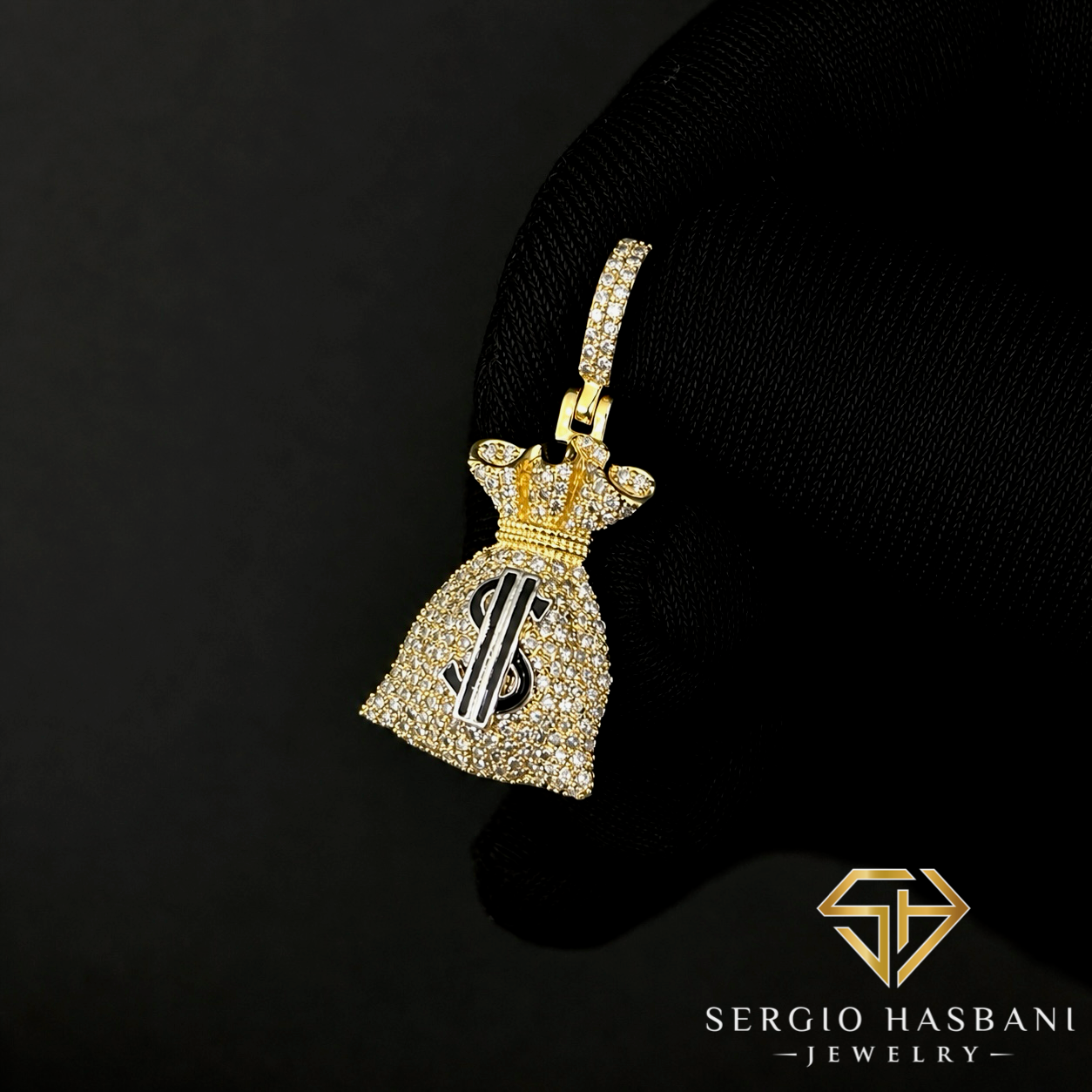 10K MONEYBAG Diamond Pendant