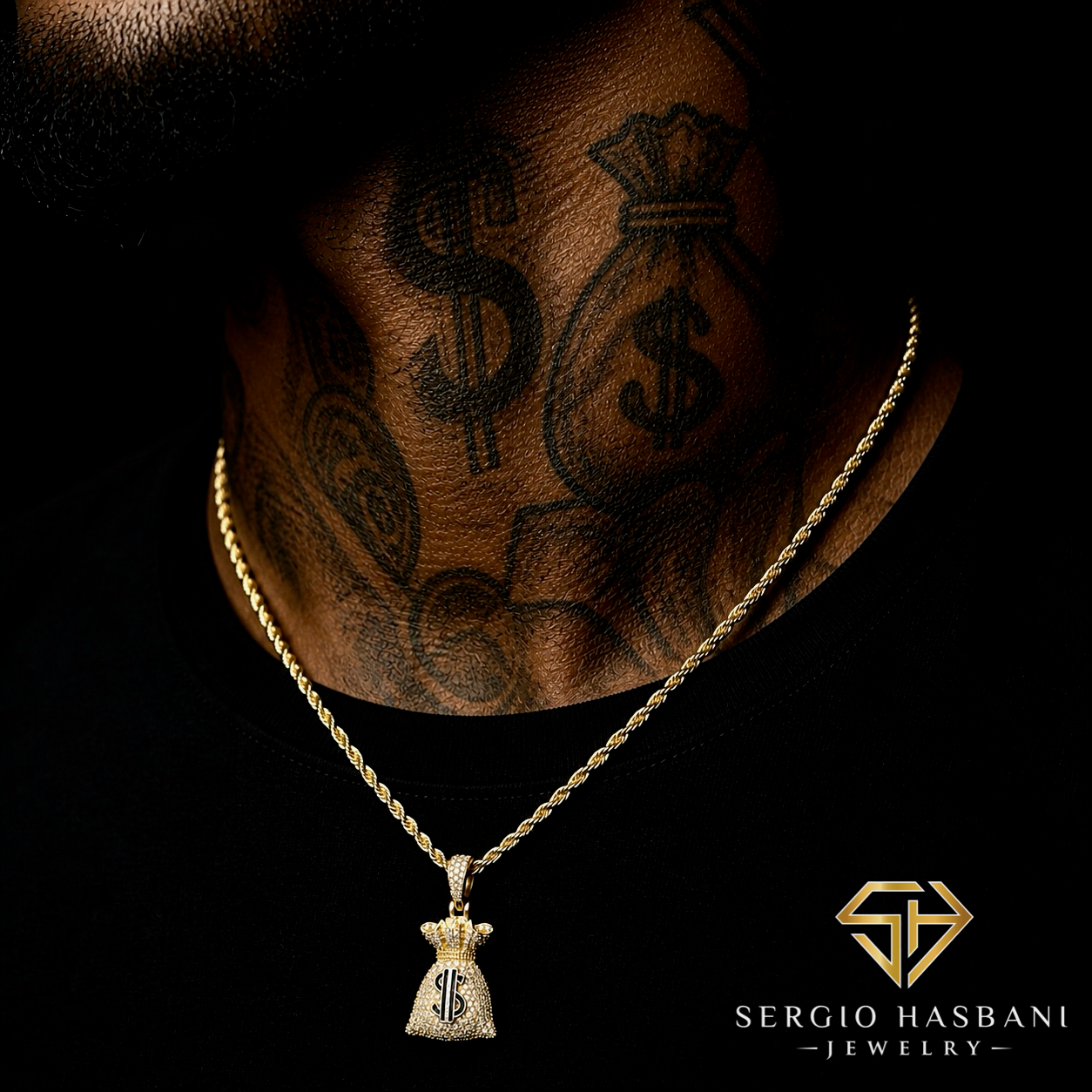 10K MONEYBAG Diamond Pendant