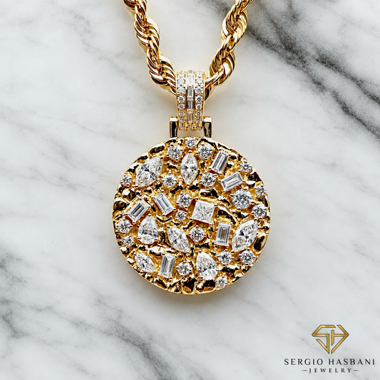10K NUGGET VVS Lab Diamond Pendant