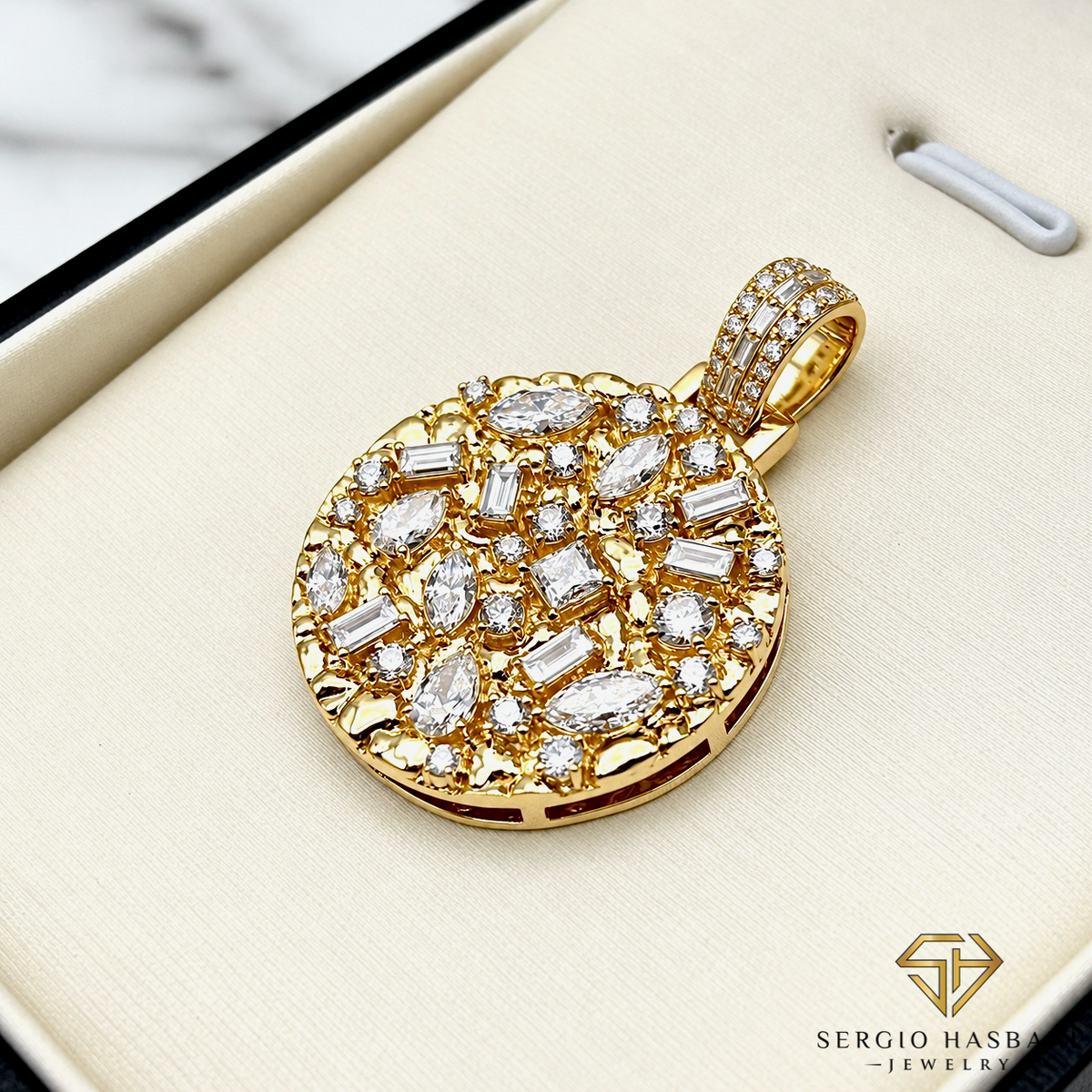 10K NUGGET VVS Lab Diamond Pendant