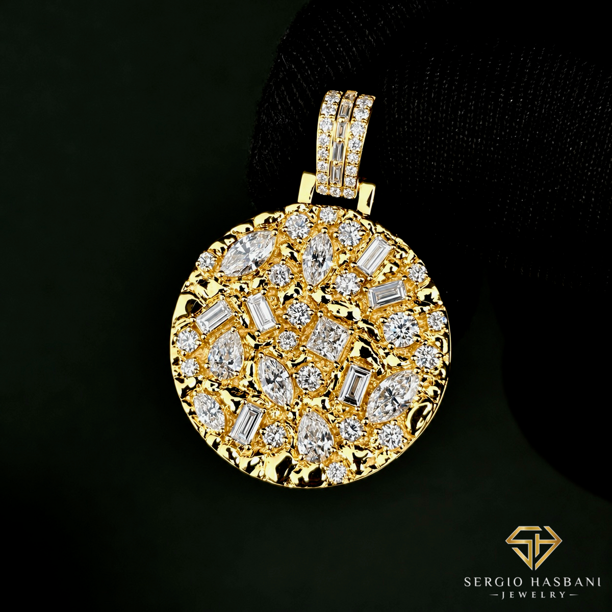 10K NUGGET VVS Lab Diamond Pendant