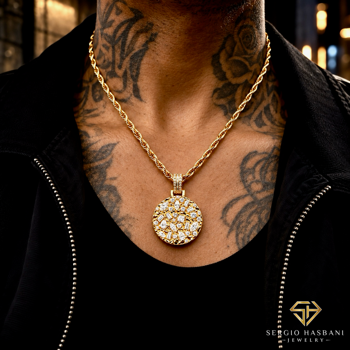 10K NUGGET VVS Lab Diamond Pendant