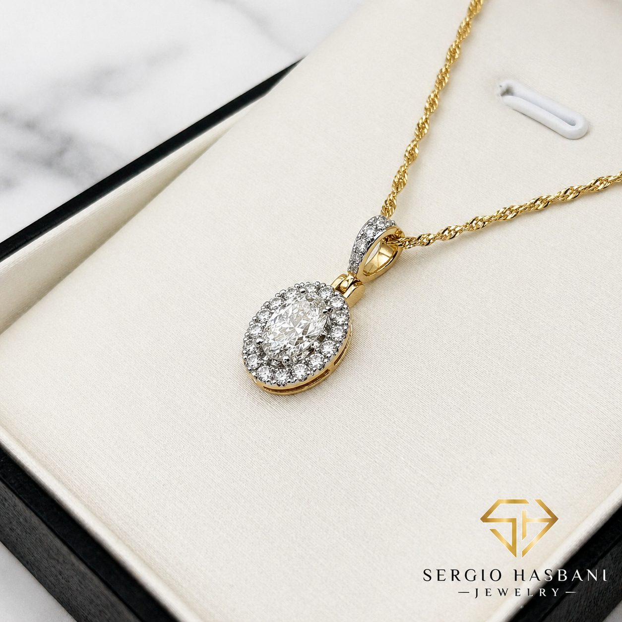 10K OVARA VVS Lab Diamond Necklace