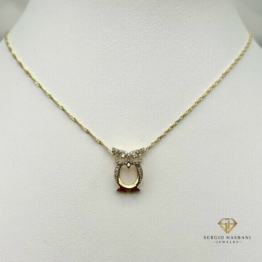 10K OWL Diamond Necklace