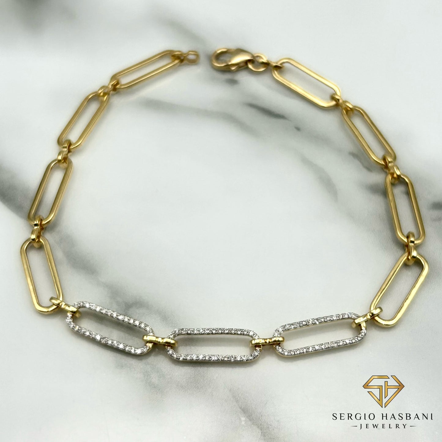 10K PAPERCLIP Diamond Bracelet