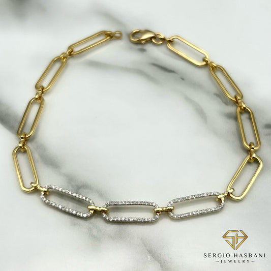 10K PAPERCLIP Diamond Bracelet