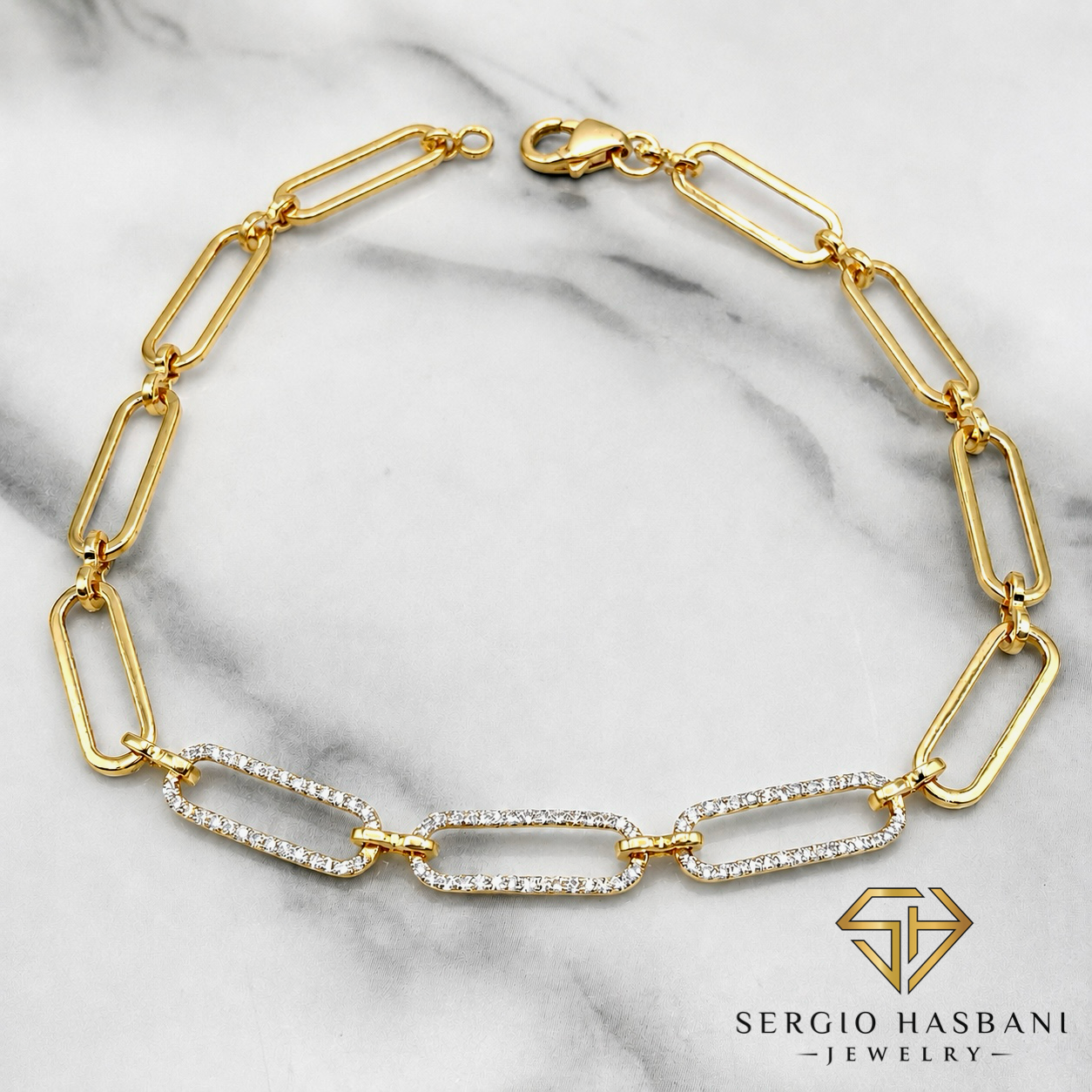 10K PAPERCLIP Diamond Bracelet