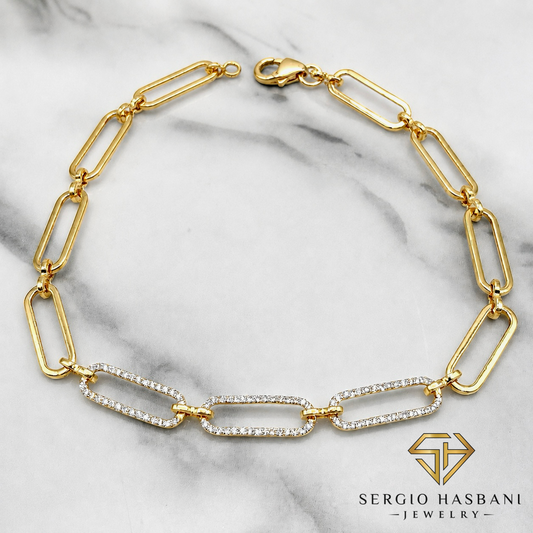 10K PAPERCLIP Diamond Bracelet